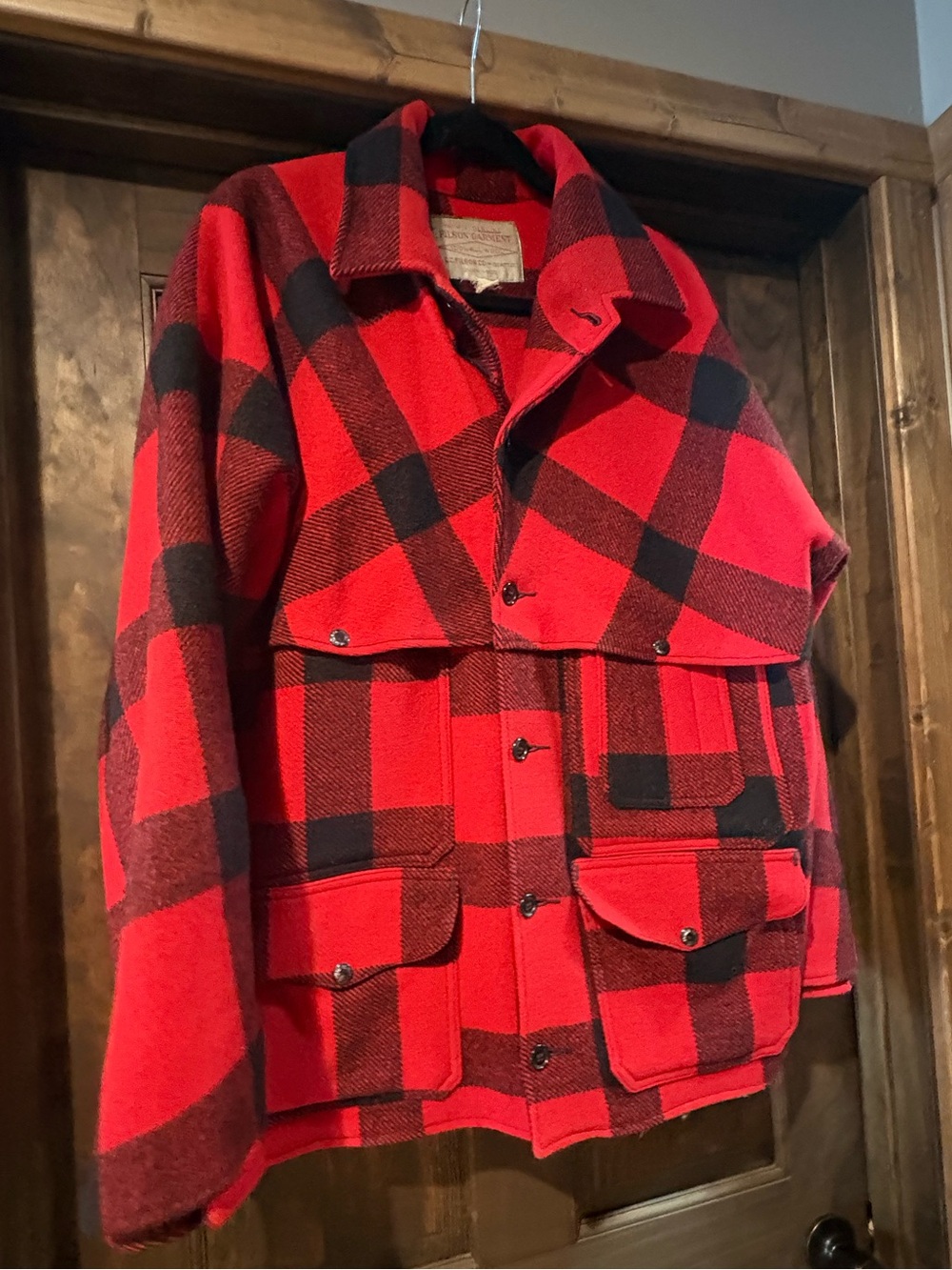 Filson Red and Black Buffalo Plaid Wool Jacket